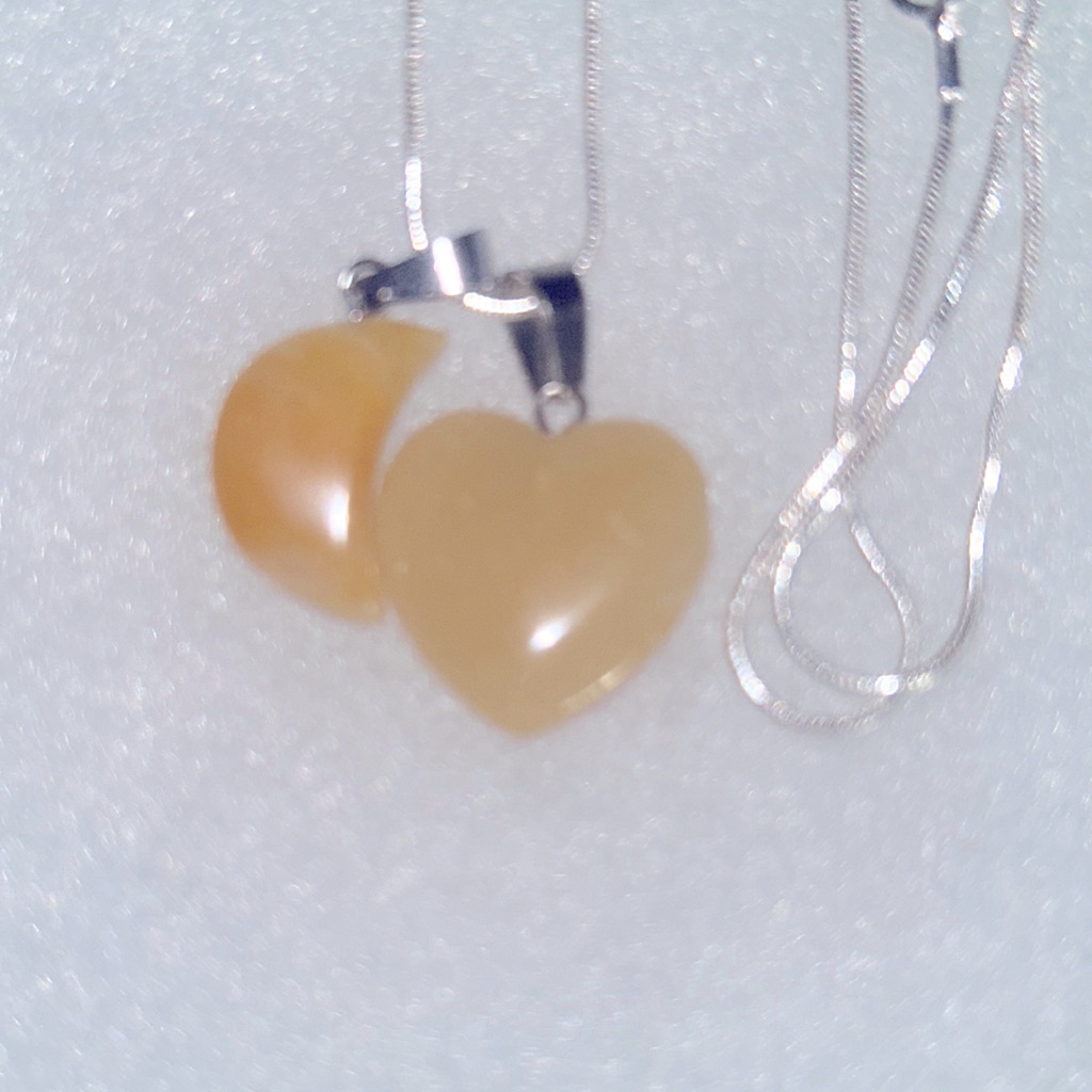 Boho Hippie Agate Moon And Aventurine Heart Sterling Silver Neckl